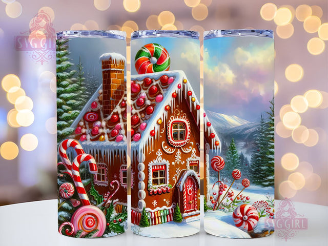 Gingerbread House Tumbler Wrap PNG, 20 oz Skinny Tumbler Sublimation, Straight & Tapered Tumbler Wrap, Instant Digital Download Sublimation SvggirlplusArt 