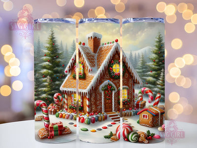 Gingerbread House Tumbler Wrap PNG, 20 oz Skinny Tumbler Sublimation, Straight & Tapered Tumbler Wrap, Instant Digital Download Sublimation SvggirlplusArt 