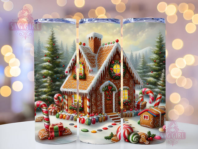 Gingerbread House Tumbler Wrap PNG, 20 oz Skinny Tumbler Sublimation, Straight & Tapered Tumbler Wrap, Instant Digital Download Sublimation SvggirlplusArt 