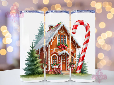 Gingerbread House Tumbler Wrap PNG, 20 oz Skinny Tumbler Sublimation, Straight & Tapered Tumbler Wrap, Instant Digital Download Sublimation SvggirlplusArt 