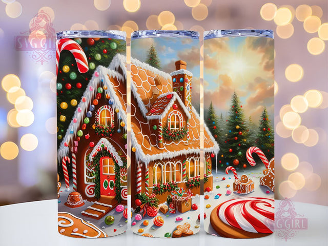 Gingerbread House Tumbler Wrap PNG, 20 oz Skinny Tumbler Sublimation, Straight & Tapered Tumbler Wrap, Instant Digital Download Sublimation SvggirlplusArt 