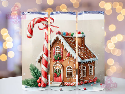 Gingerbread House Tumbler Wrap PNG, 20 oz Skinny Tumbler Sublimation, Straight & Tapered Tumbler Wrap, Instant Digital Download Sublimation SvggirlplusArt 