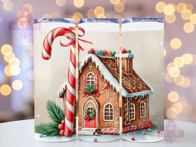 Gingerbread House Tumbler Wrap PNG, 20 oz Skinny Tumbler Sublimation, Straight & Tapered Tumbler Wrap, Instant Digital Download Sublimation SvggirlplusArt 
