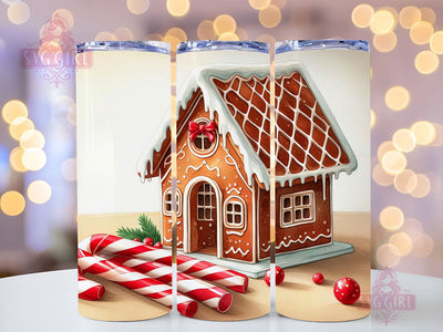 Gingerbread House Tumbler Wrap PNG, 20 oz Skinny Tumbler Sublimation, Straight & Tapered Tumbler Wrap, Instant Digital Download Sublimation SvggirlplusArt 