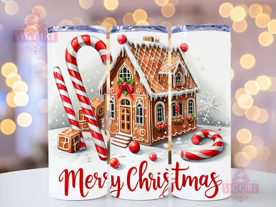 Gingerbread House Tumbler Wrap PNG, 20 oz Skinny Tumbler Sublimation, Straight & Tapered Tumbler Wrap, Instant Digital Download Sublimation SvggirlplusArt 