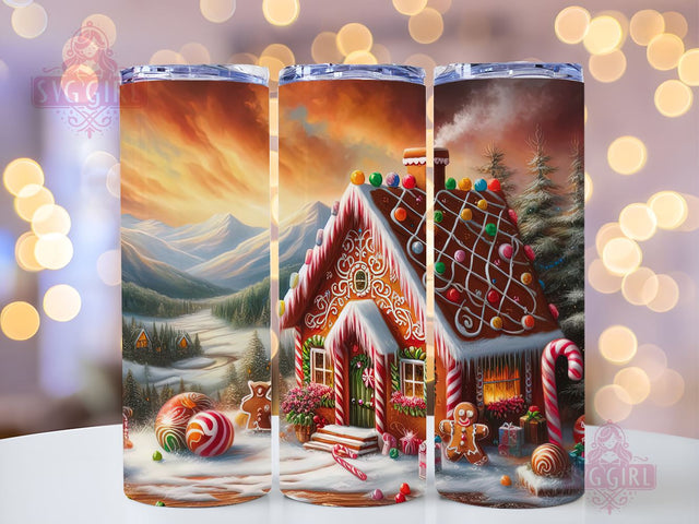 Gingerbread House Tumbler Wrap PNG, 20 oz Skinny Tumbler Sublimation, Straight & Tapered Tumbler Wrap, Instant Digital Download Sublimation SvggirlplusArt 
