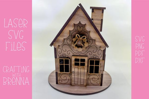 Gingerbread House with Chimney Laser SVG files SVG Crafting With Brenna 