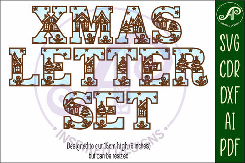 Gingerbread houses alphabet set. 2 layer letters. 55 letter SVG APInspireddesigns 