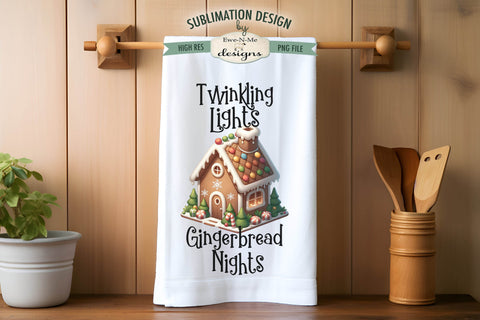 Gingerbread Houses Kitchen Towel Sublimation Designs Sublimation Ewe-N-Me Designs 