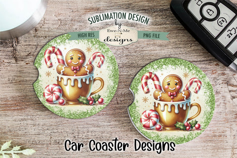 Gingerbread in Gold Cup Green Glitter - Wind Spinner Round Sublimation Design Sublimation Ewe-N-Me Designs 