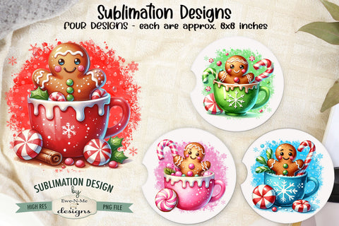 Gingerbread in Mugs Sublimation Designs | Christmas PNG Sublimation Ewe-N-Me Designs 