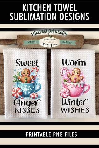 Gingerbread in Pink and Blue Mug | Kitchen Towel Sublimation Sublimation Ewe-N-Me Designs 