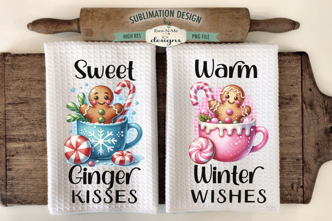 Gingerbread in Pink and Blue Mug | Kitchen Towel Sublimation Sublimation Ewe-N-Me Designs 