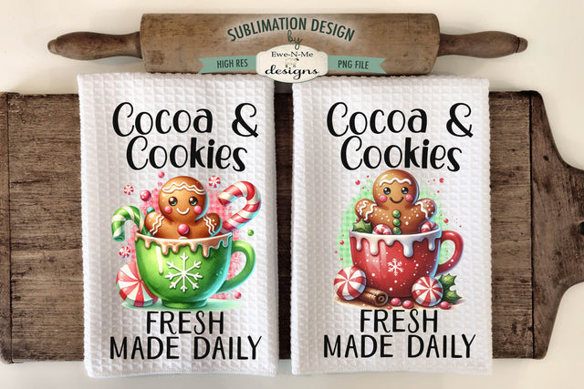 Gingerbread in Red and Green Mug | Kitchen Towel Sublimation Sublimation Ewe-N-Me Designs 