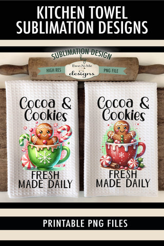 Gingerbread in Red and Green Mug | Kitchen Towel Sublimation Sublimation Ewe-N-Me Designs 