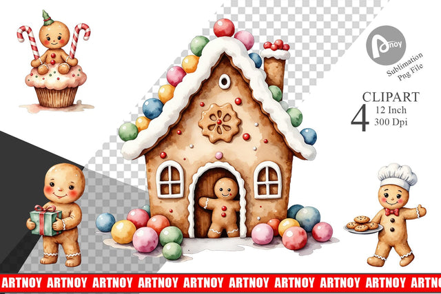 Gingerbread Joy Clipart Sublimation artnoy 