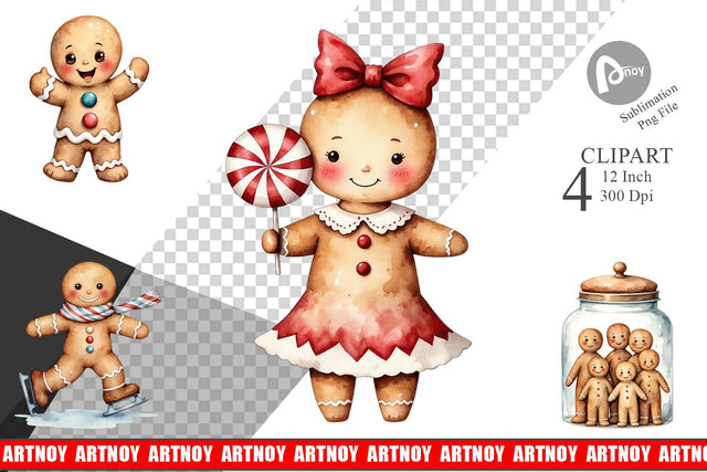 Gingerbread Joy Clipart Sublimation artnoy 