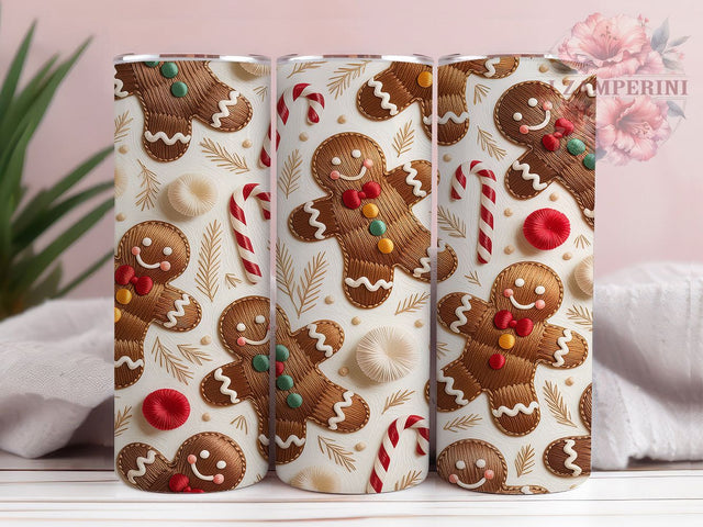Gingerbread Knit Christmas Tumbler, Latch Yarn Christmas Wrap, Cozy Holiday Sublimation Design, Handmade Gingerbread Cup, 20Oz Skinny Tumbler Wrap, Festive Knit Mug, Rustic Christmas Design Sublimation Li Zamperini 
