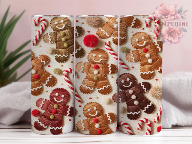 Gingerbread Knit Christmas Tumbler, Latch Yarn Christmas Wrap, Cozy Holiday Sublimation Design, Handmade Gingerbread Cup, 20Oz Skinny Tumbler Wrap, Festive Knit Mug, Rustic Christmas Design Sublimation Li Zamperini 