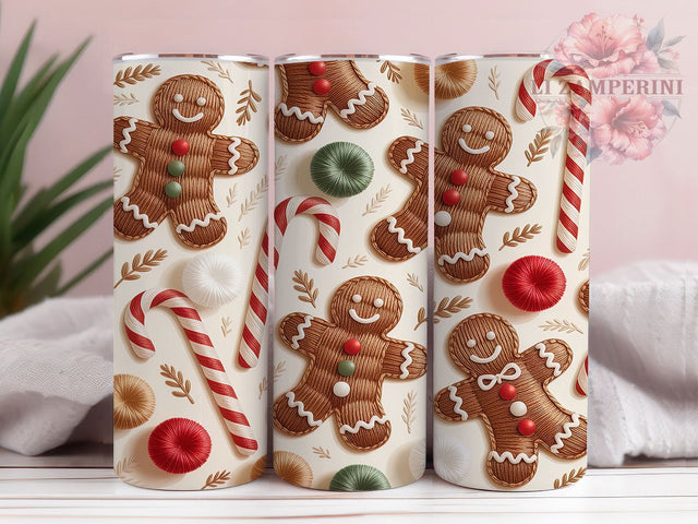 Gingerbread Knit Christmas Tumbler, Latch Yarn Christmas Wrap, Cozy Holiday Sublimation Design, Handmade Gingerbread Cup, 20Oz Skinny Tumbler Wrap, Festive Knit Mug, Rustic Christmas Design Sublimation Li Zamperini 