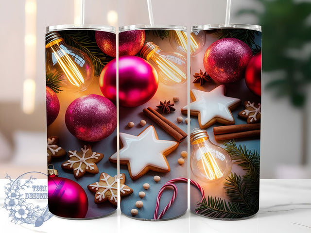 Gingerbread Lights Christmas Tumbler, Christmas Holiday Wrap, 20oz Tumbler Sublimation, Festive Gingerbread Design, Cute Holiday Sublimation, Cozy Winter Tumbler, Sweet Christmas Wrap Sublimation ToriDesigns 