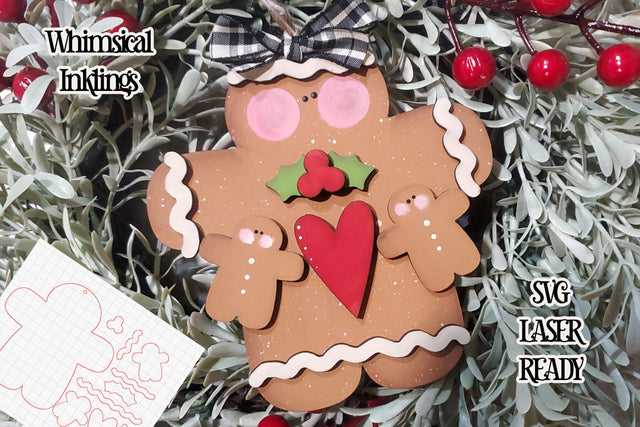 Gingerbread Mama ornament Laser SVG SVG Whimsical Inklings 