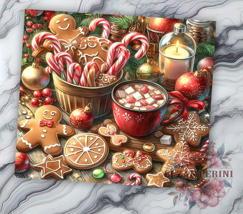 Gingerbread Man 20oz Tumbler Wrap PNG, Cute Christmas Tumbler PNG Sublimation Design, Straight & Tapered Tumbler Wrap, Instant Digital Download Sublimation Li Zamperini 