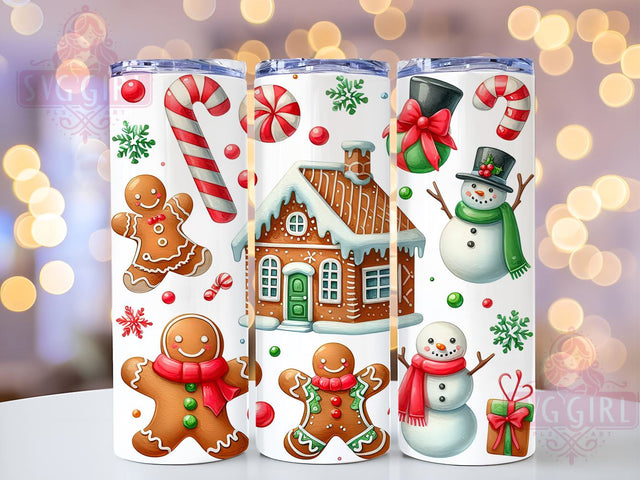 Gingerbread Man 20oz Tumbler Wrap Sublimation Design, Straight Tapered Tumbler Wrap, Cute Christmas Tumbler Png, Instant Digital Download Sublimation SvggirlplusArt 