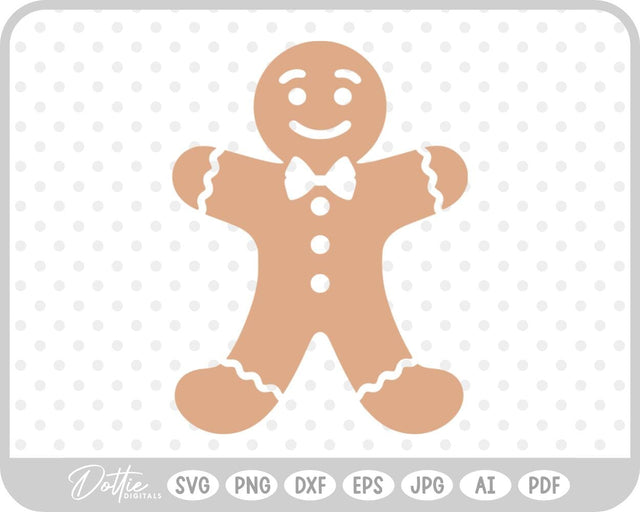 Gingerbread Man Christmas Cookie SVG DottieDigitals 