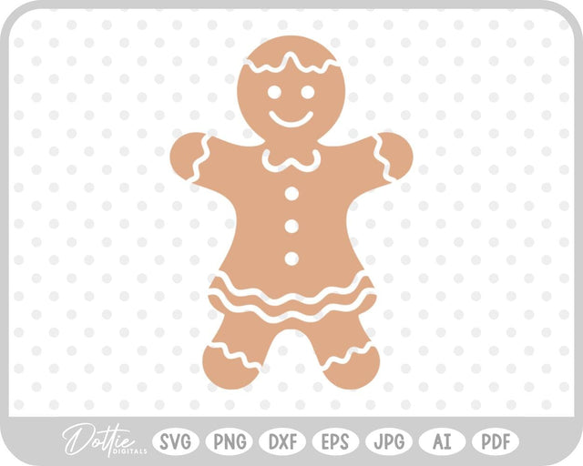 Gingerbread Man Christmas Cookie SVG DottieDigitals 