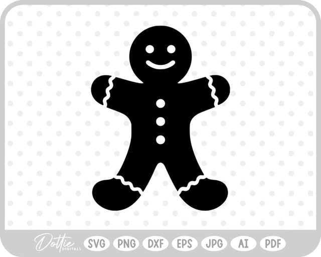 Gingerbread Man Christmas Cookie SVG DottieDigitals 