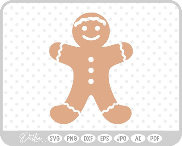 Gingerbread Man Christmas Cookie SVG DottieDigitals 