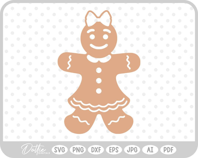 Gingerbread Man Christmas Cookie SVG DottieDigitals 