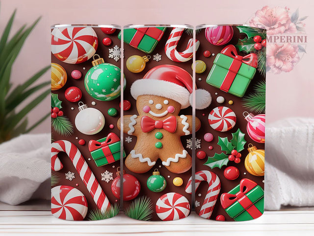 Gingerbread Man Christmas Tumbler, Christmas Cookie Sublimation Design, Festive Gingerbread Art, 20oz Holiday Tumbler, Whimsical Cookie Mug, Sweet Christmas Cup, Cute Gingerbread Wrap Sublimation Li Zamperini 