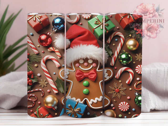 Gingerbread Man Christmas Tumbler, Christmas Cookie Sublimation Design, Festive Gingerbread Art, 20oz Holiday Tumbler, Whimsical Cookie Mug, Sweet Christmas Cup, Cute Gingerbread Wrap Sublimation Li Zamperini 