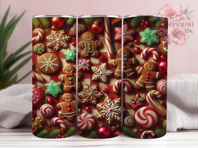 Gingerbread Man Christmas Tumbler, Christmas Cookie Wrap, Festive Holiday Sublimation Design, Cute Gingerbread Cup, 20Oz Skinny Tumbler Wrap, Sweet Christmas Mug, Holiday Cookie Design Sublimation Li Zamperini 