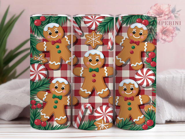 Gingerbread Man Christmas Tumbler, Christmas Cookie Wrap, Festive Holiday Sublimation Design, Cute Gingerbread Cup, 20Oz Skinny Tumbler Wrap, Sweet Christmas Mug, Holiday Cookie Design Sublimation Li Zamperini 