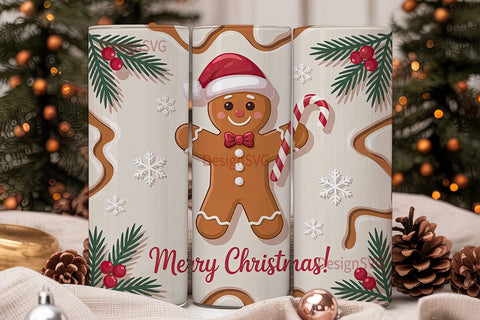 Gingerbread Man Christmas Tumbler Wrap Sublimation DesignSVG 