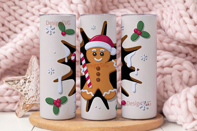 Gingerbread Man Christmas Tumbler Wrap Sublimation DesignSVG 