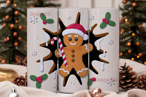 Gingerbread Man Christmas Tumbler Wrap Sublimation DesignSVG 