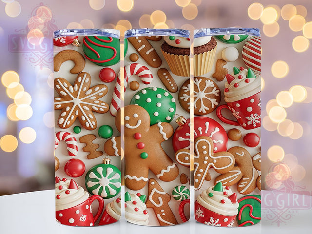 Gingerbread Man Donuts Christmas Tumbler, Cute Christmas Sublimation Design, Festive Holiday Cup Art, 20oz Xmas Tumbler, Whimsical Gingerbread Mug, Stylish Donut Cup, Cozy Holiday Wrap Sublimation SvggirlplusArt 