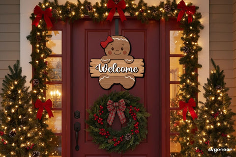 Gingerbread Man Door Sign Laser Cut SVG SvgOcean 