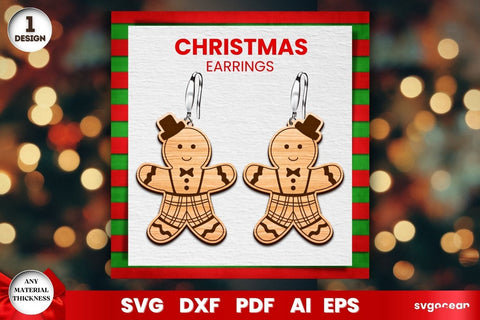 Gingerbread Man Earrings Laser Cut SVG SvgOcean 