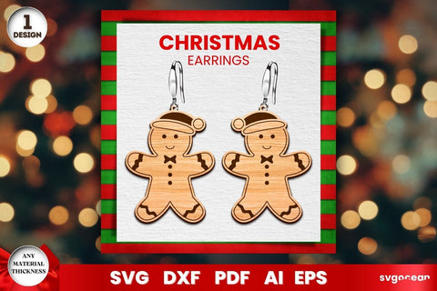 Gingerbread Man Earrings Laser Cut SVG SvgOcean 