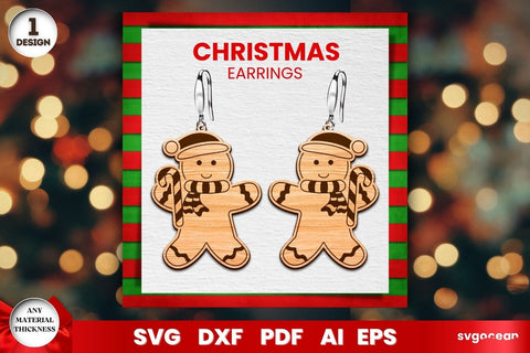 Gingerbread Man Earrings Laser Cut SVG SvgOcean 