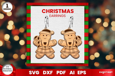 Gingerbread Man Earrings Laser Cut SVG SvgOcean 