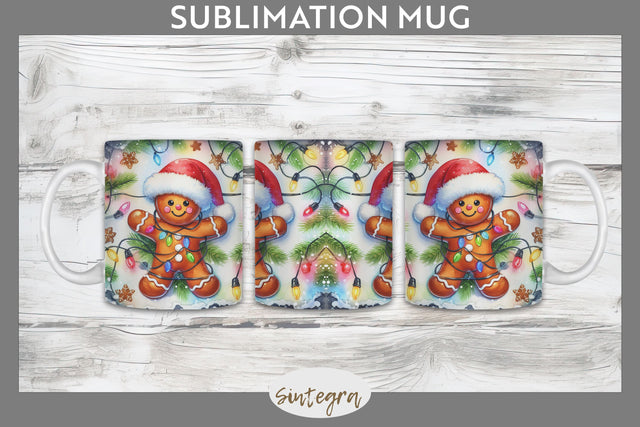 Gingerbread Man Entangled in Lights Mug Wrap Sublimation Sublimation Sintegra 