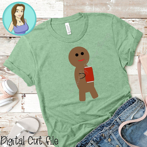 Gingerbread Man Sippin' Soda SVG & PNG - Festive Christmas Clipart SVG Awesomely Strange Designs 