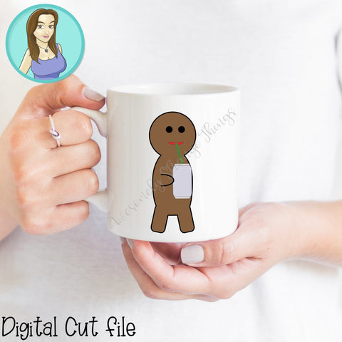 Gingerbread Man Sippin' Soda SVG & PNG - Festive Christmas Clipart SVG Awesomely Strange Designs 