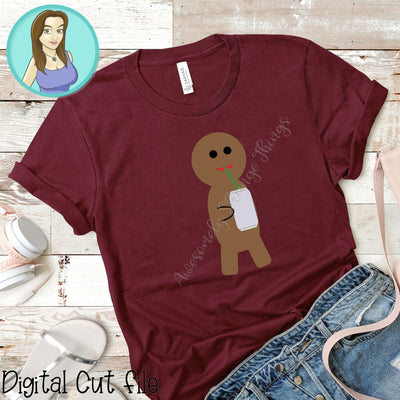Gingerbread Man Sippin' Soda SVG & PNG - Festive Christmas Clipart SVG Awesomely Strange Designs 